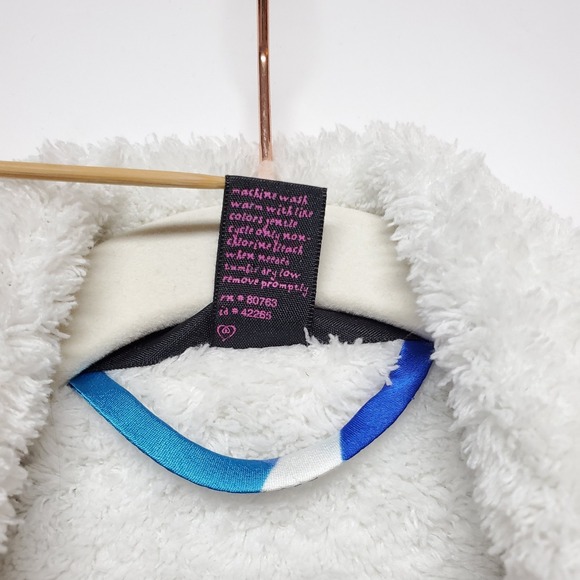 RARE Vtg Victoria's Secret Satin Robe XS Funky Geometric Dopamine Fleece Lined - Picture 13 of 16